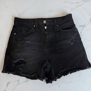 YMI 80's Mom Fit Black High Rise Distressed Denim Short Shorts Size 26